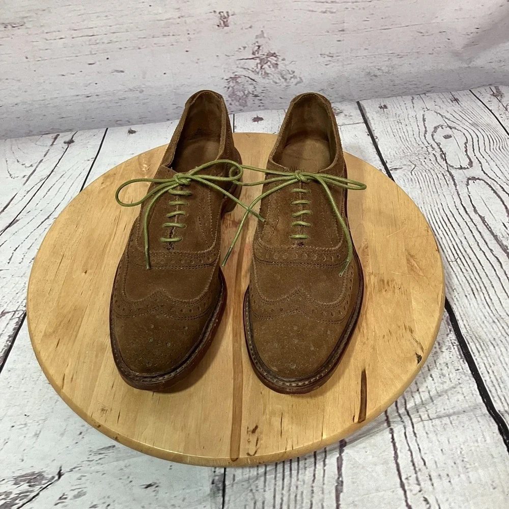 Allen Edmonds Brown Suede Wingtip Oxfords Men's 13 D Leather‎ Sole Dress Shoes